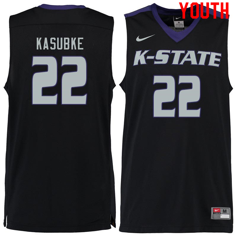 Youth #22 Luke Kasubke Kansas State Wildcats College Basketball Jerseys Sale-Black - Click Image to Close